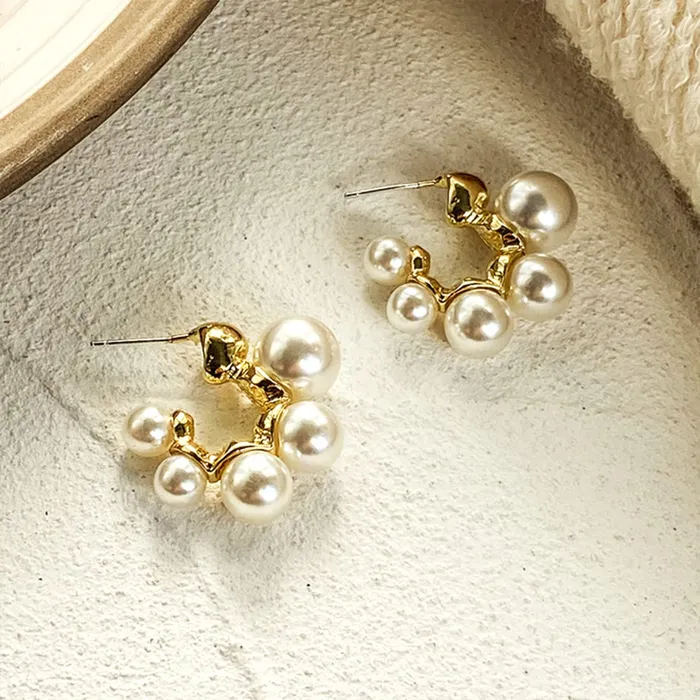 Yellow Chimes Earrings Yellow Chimes Earring For Women Gold Toned Pearl Studded Hoop Earrings For Women and Girls