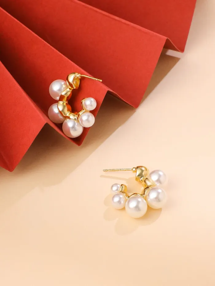 Yellow Chimes Earrings Yellow Chimes Earring For Women Gold Toned Pearl Studded Hoop Earrings For Women and Girls