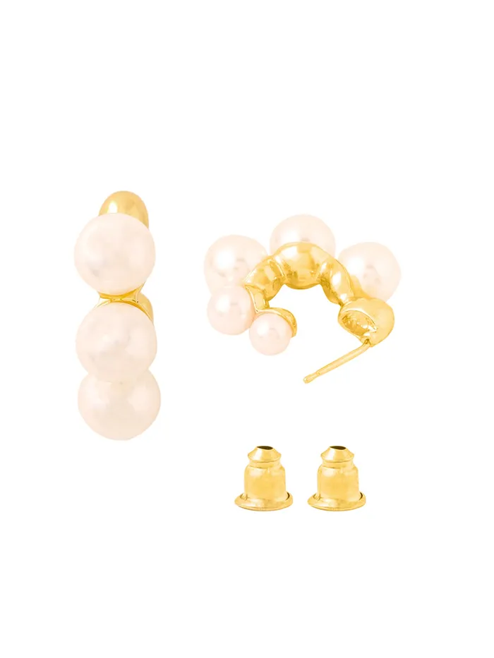 Yellow Chimes Earrings Yellow Chimes Earring For Women Gold Toned Pearl Studded Hoop Earrings For Women and Girls