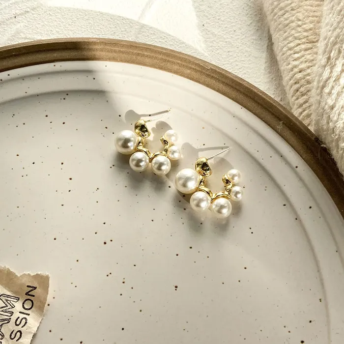 Yellow Chimes Earrings Yellow Chimes Earring For Women Gold Toned Pearl Studded Hoop Earrings For Women and Girls