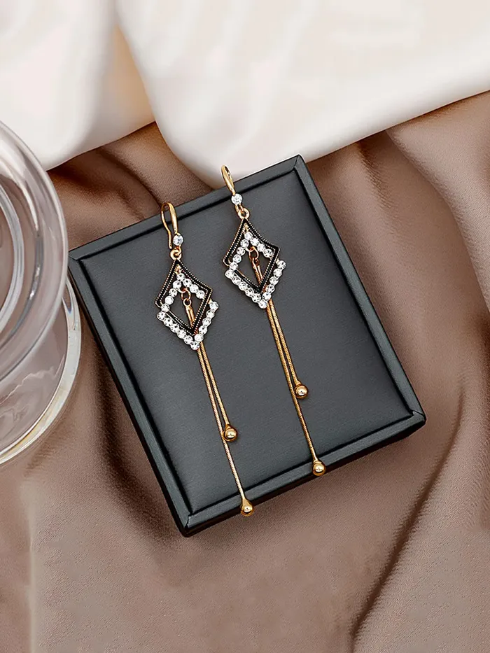 Yellow Chimes Earrings Yellow Chimes Earrings for Women and Girls Geometric Designed Dangler Gold Tone Long Dangler Earrings Birthday Gift for girls and women Anniversary Gift for Wife