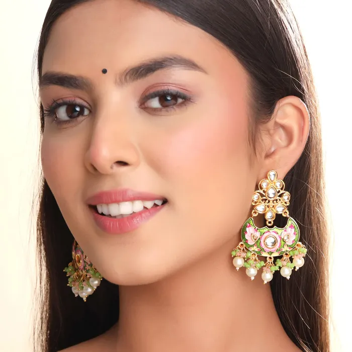 Yellow Chimes Earrings Yellow Chimes Earrings for Women and Girls Meenakari Chandbali Gold Plated Multicolor Meenakari Chandbali Earrings Birthday Gift for girls and women Anniversary Gift for Wife