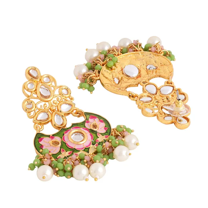 Yellow Chimes Earrings Yellow Chimes Earrings for Women and Girls Meenakari Chandbali Gold Plated Multicolor Meenakari Chandbali Earrings Birthday Gift for girls and women Anniversary Gift for Wife