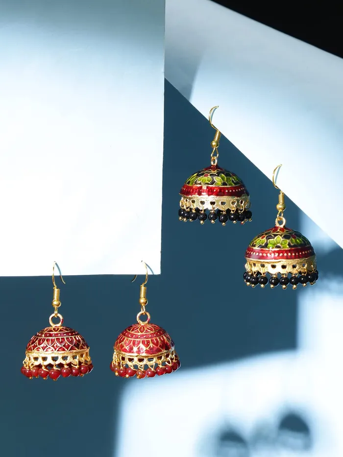 Yellow Chimes Earrings Yellow Chimes Earrings for Women and Girls Traditional Multicolor Meenakari Jhumka Gold Plated Jhumkas Combo Earrings Set Birthday Gift for girls and women Anniversary Gift for Wife
