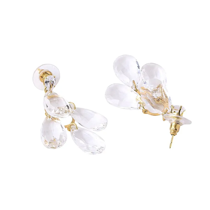 Yellow Chimes Earrings Yellow Chimes Earrings For Women Gold Tone Clear Crystal Studded Teardrop Shape Dangle Drop Earrings For Women and Girls