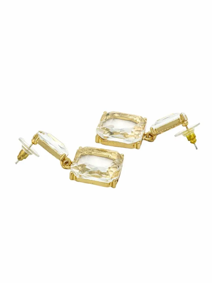 Yellow Chimes Earrings Yellow Chimes Earrings For Women White Color Clear Crystal Geometric Shape Stud Drop Earrings For Women and Girls