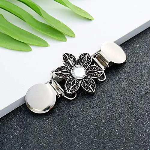 Yellow Chimes Earrings Yellow Chimes Elegant Cardigan Brooch Sweater Collar Shawl Clip Classic Floral Design Stylish Silver Plated Brooch for Women