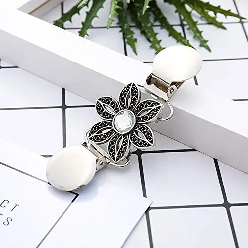 Yellow Chimes Earrings Yellow Chimes Elegant Cardigan Brooch Sweater Collar Shawl Clip Classic Floral Design Stylish Silver Plated Brooch for Women