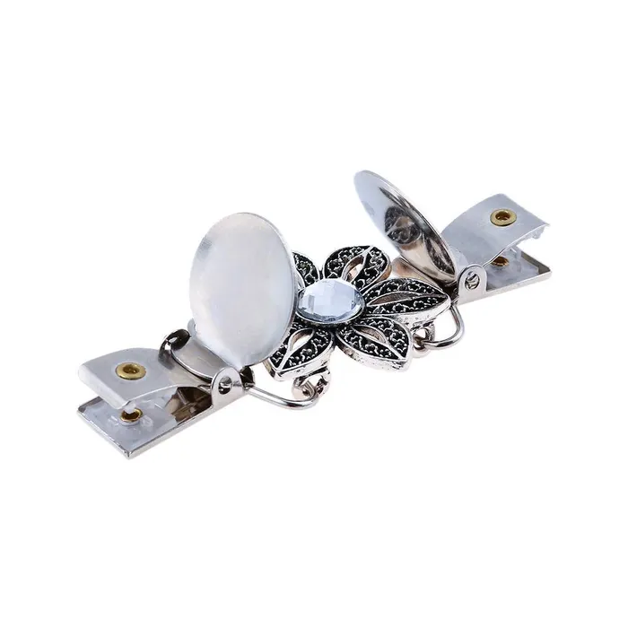 Yellow Chimes Earrings Yellow Chimes Elegant Cardigan Brooch Sweater Collar Shawl Clip Classic Floral Design Stylish Silver Plated Brooch for Women