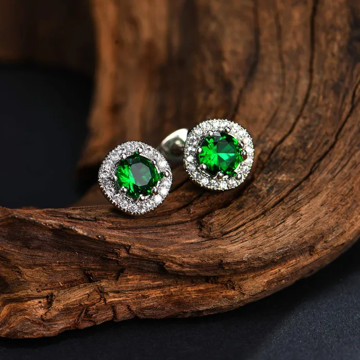 Yellow Chimes Earrings Yellow Chimes Elegant Latest Fashion Silver Plated Green Crystal designer Stud Earrings for Women and Girls Green
