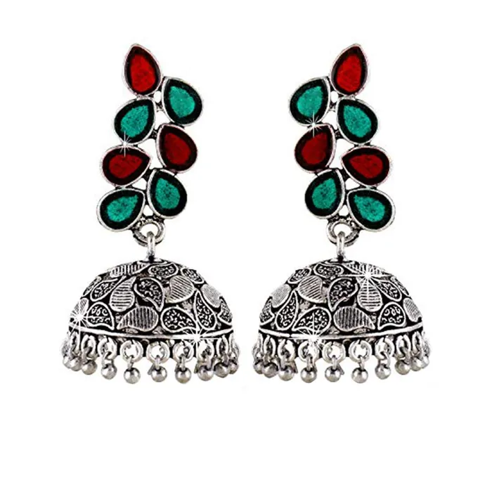Yellow Chimes Earrings Yellow Chimes German Silver Oxidized Jhumka Meenakari Touch Traditional JhumkiJhumka Earrings for Women Yellow Chimes Earrings Yellow Chimes German Silver Oxidized Jhumka Meenakari Touch Traditional JhumkiJhumka Earrings for Women