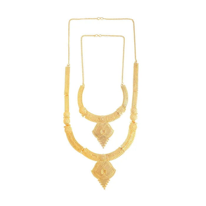 Yellow Chimes Earrings Yellow Chimes Jewellery Set for Women and Girls Gold Necklace Set for Women Gold Toned Bridal Designed Necklace Set Birthday Gift for girls and women Anniversary Gift for Wife