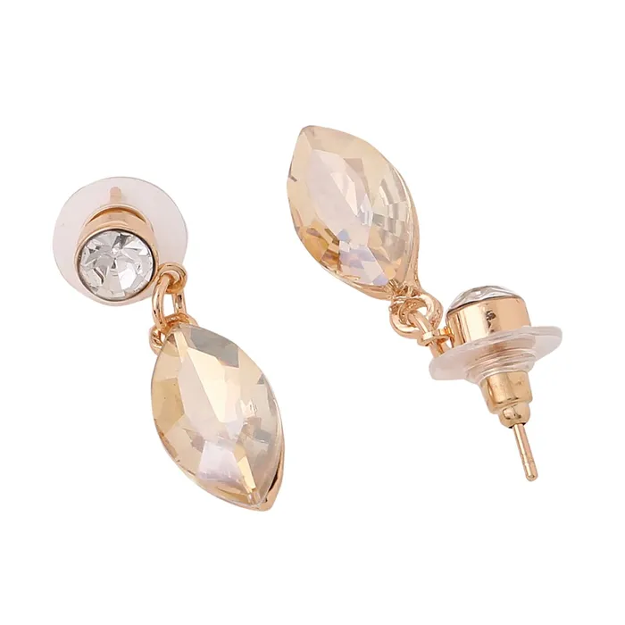 Yellow Chimes Earrings Yellow Chimes Jewellery Set For Women Gold Toned Oval Shaped Crystal Studded Necklace Set With Earring For Women and Girls