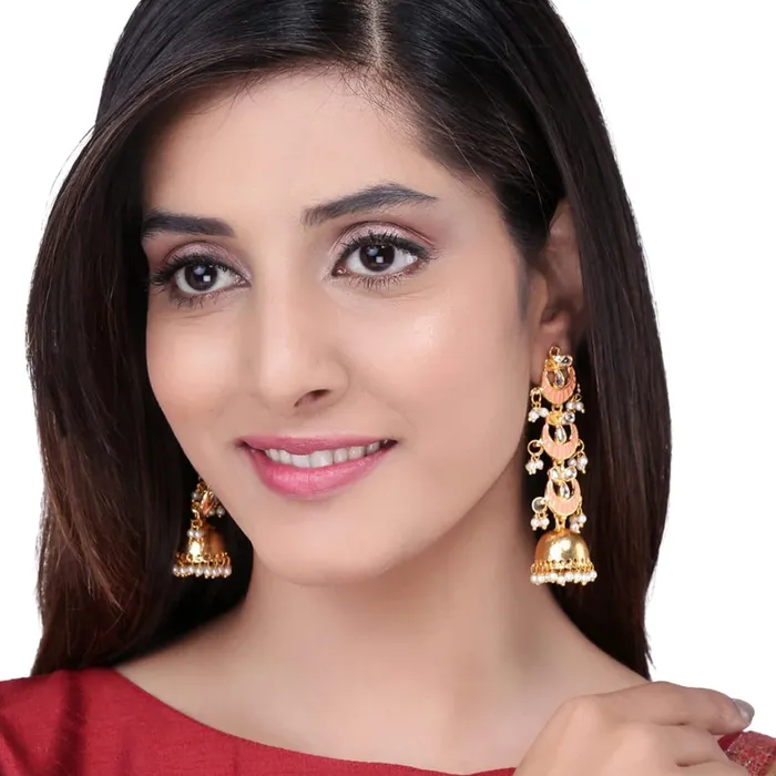 Yellow Chimes Earrings Yellow Chimes Jhumka Earrings for Women Gold Plated Traditional Meenakari Floral Chandbali Dangler Earrings for Women and Girls