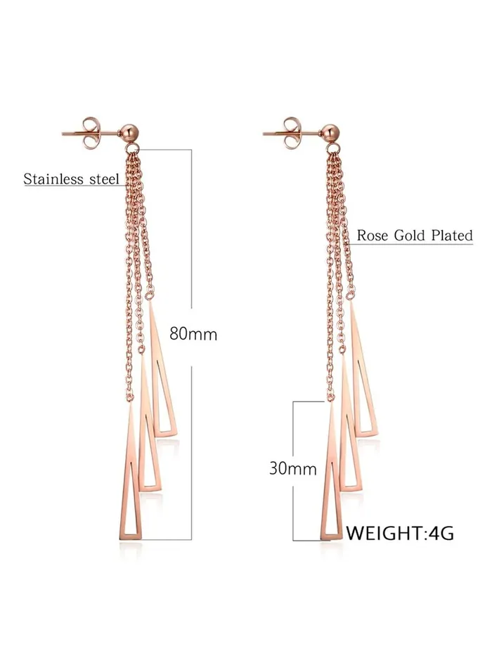 Yellow Chimes Earrings Yellow Chimes Long Earrings for Women Western Rose Gold Plated Stainless Steel Geometric Long Chain Danglers Earrings For Women and Girls