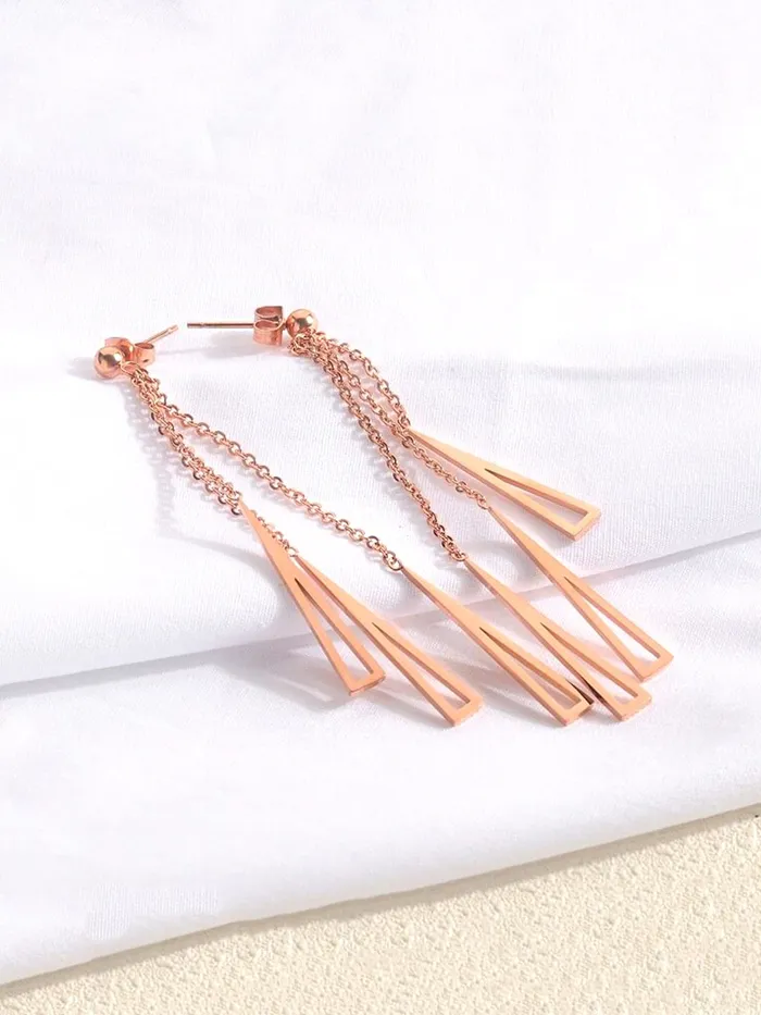 Yellow Chimes Earrings Yellow Chimes Long Earrings for Women Western Rose Gold Plated Stainless Steel Geometric Long Chain Danglers Earrings For Women and Girls