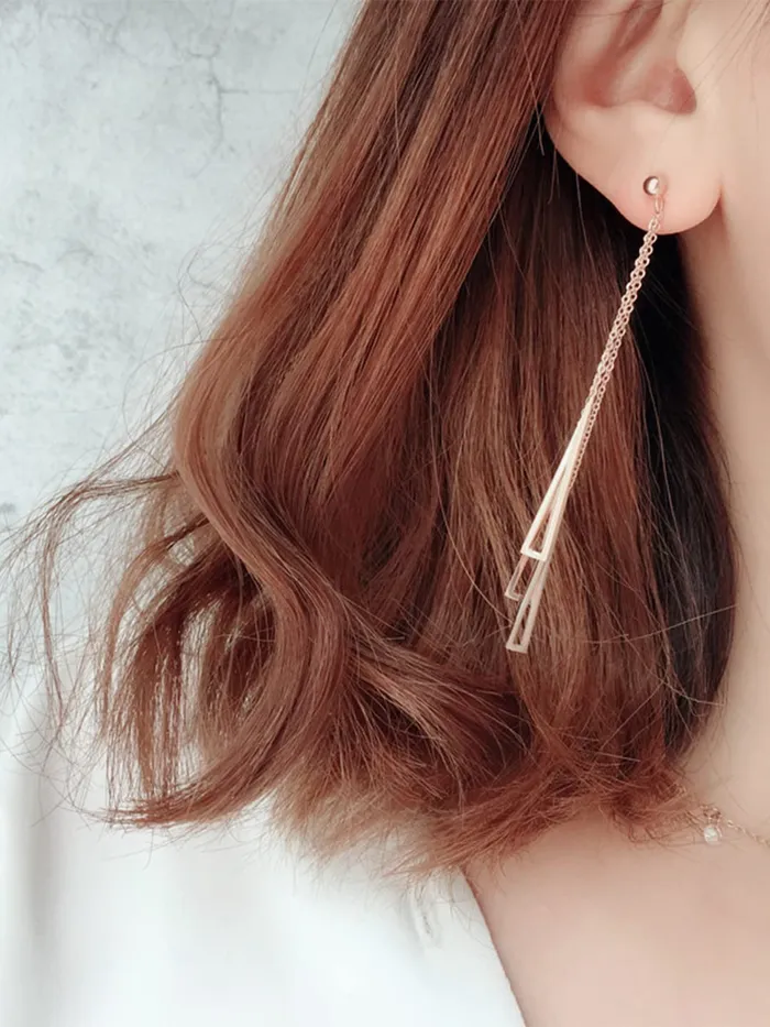 Yellow Chimes Earrings Yellow Chimes Long Earrings for Women Western Rose Gold Plated Stainless Steel Geometric Long Chain Danglers Earrings For Women and Girls