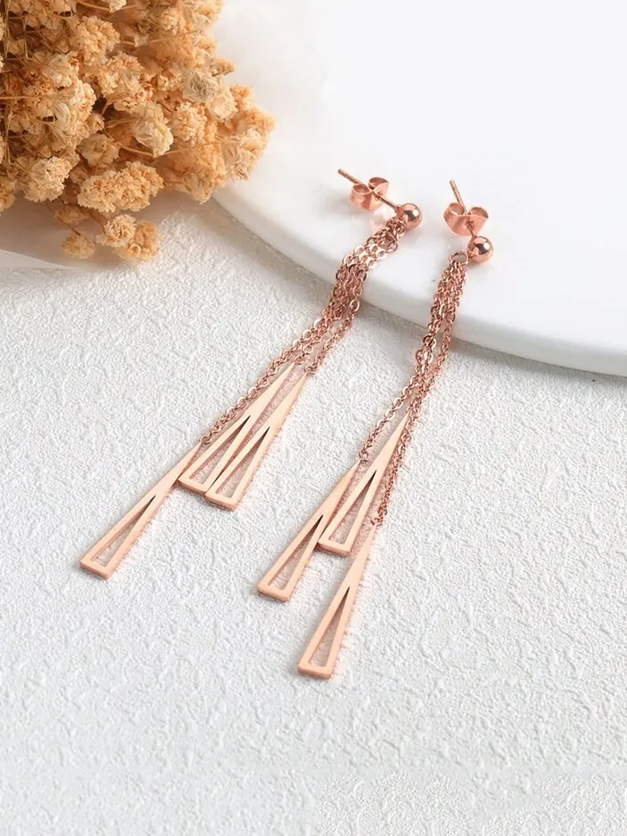 Yellow Chimes Earrings Yellow Chimes Long Earrings for Women Western Rose Gold Plated Stainless Steel Geometric Long Chain Danglers Earrings For Women and Girls