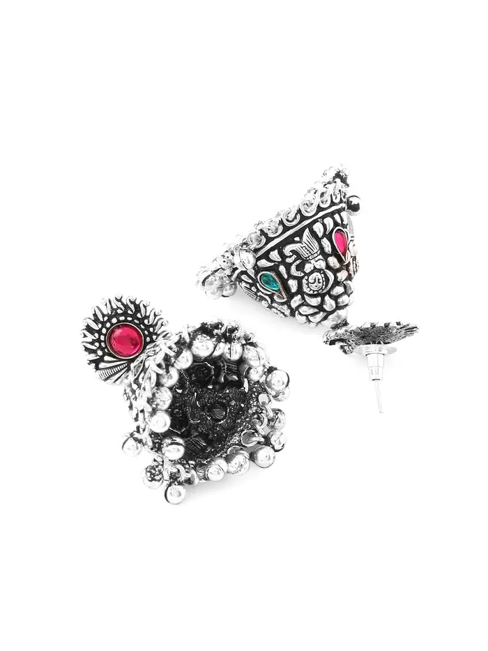 Yellow Chimes Earrings Yellow Chimes Oxidised Silver Jhumki Earrings For Women Silver Oxidised Jhumka Traditional Kolhapuri Jhumka Earrings For Women and Girls
