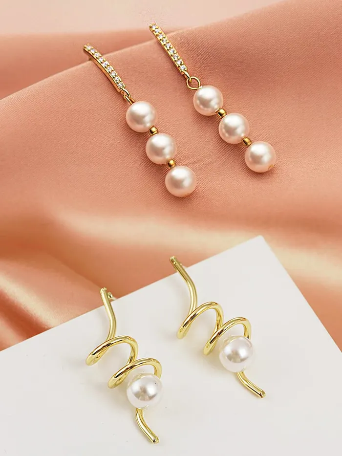 Yellow Chimes Earrings Yellow Chimes Pearl Earrings for Women Combo of 2 Pairs Gold Plated Pearl Drop Earrings for Women and Girls