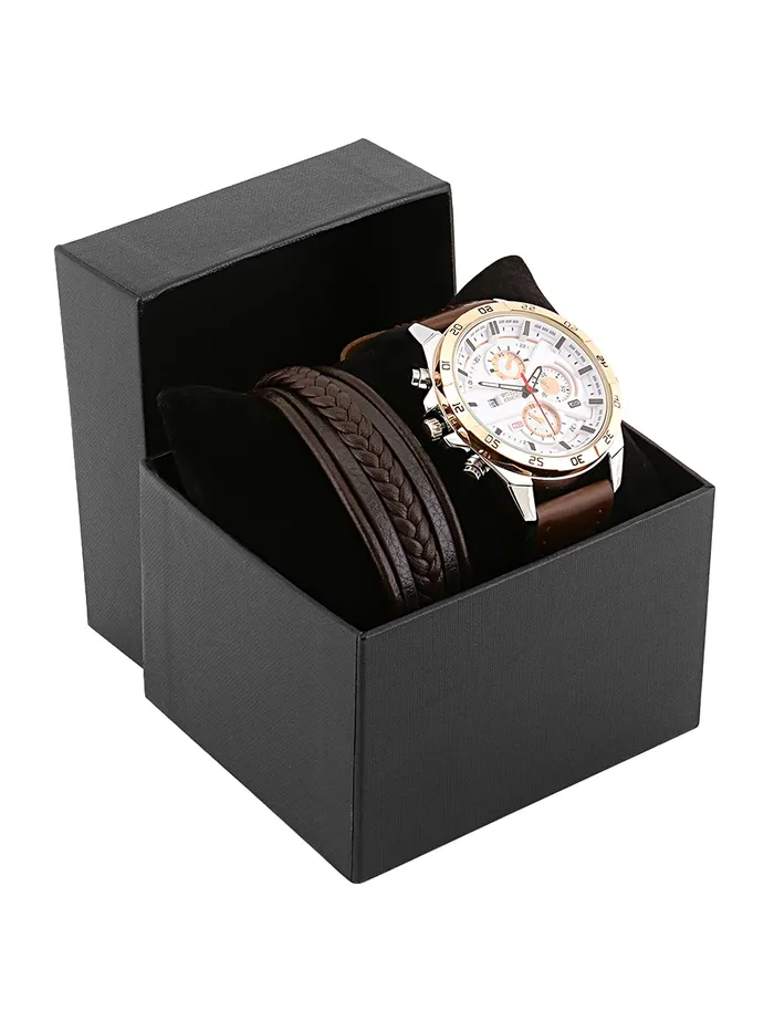 Yellow Chimes Earrings Yellow Chimes Stainless Steel Genuin Leather Brown Analogue Watch with Brown Leather Bracelet for Men Boys in a Gift Box Medium YCMG01WTCHBRTBR
