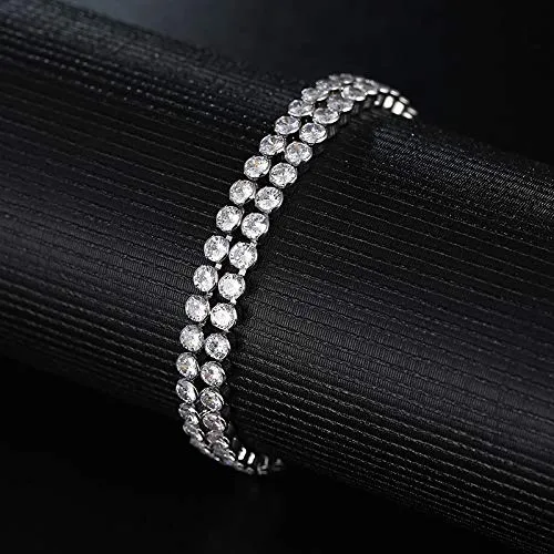Yellow Chimes Earrings Yellow Chimes Stylish Double Strand Tennis Bracelet for Women and Girls