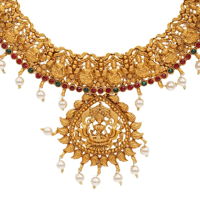 Yellow Chimes Earrings Yellow Chimes Traditional Jewellery Set for Women Ethnic Jewellery Set Gold Plated Temple Jewelry Set Traditional Choker Necklace Set for Women and Girls