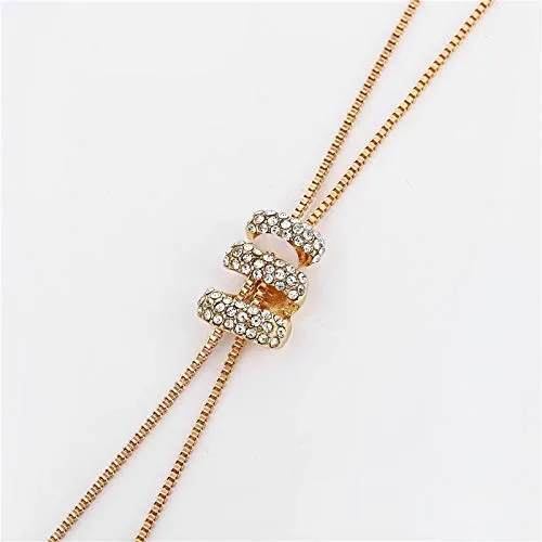 Yellow Chimes Earrings Yellow Chimes Western Stylish Collection Pearl Crystal Long Chain Pendant Necklace for Women and Girls Golden Long Chain