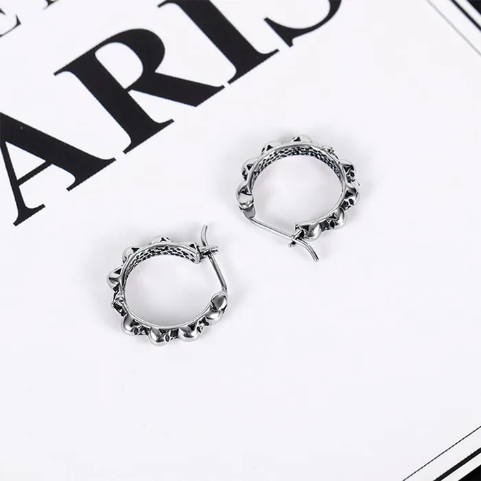 Yellow Chimes Elegant Latest Fashion Stainless Steel Skull Design Silver Hoops Earrings for Men and Boys Medium YCFJER424SKLSL Yellow Chimes Earrings