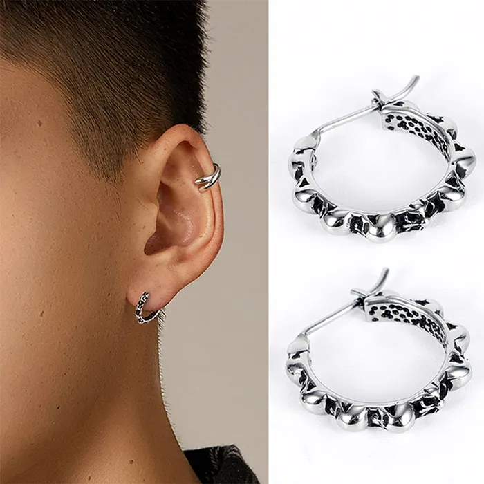 Yellow Chimes Elegant Latest Fashion Stainless Steel Skull Design Silver Hoops Earrings for Men and Boys Medium YCFJER424SKLSL Yellow Chimes Earrings