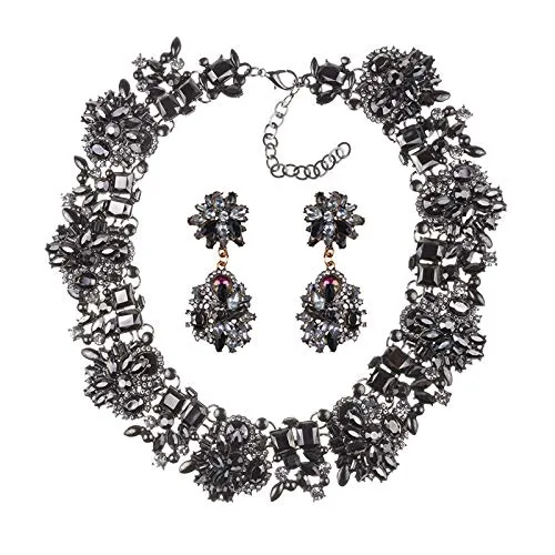 Yellow Chimes Exclusive Sparkling Black Crystals Studded Designer Choker Necklace Set with Earrings for Women and Girls Black Yellow Chimes Earrings Yellow Chimes Exclusive Sparkling Black Crystals Studded Designer Choker Necklace Set with Earrings for Women and Girls Black Yellow Chimes Earrings