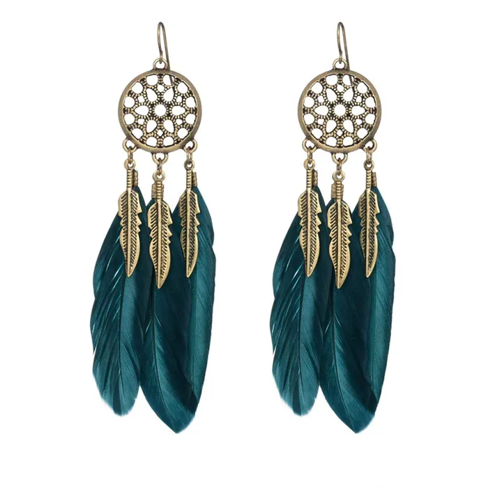 Yellow Chimes Green Feather Latest Long Tassel Earrings for Women and Girls Yellow Chimes PreStyled Sets
