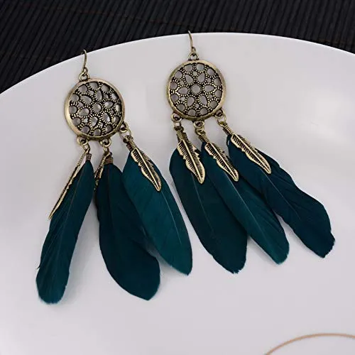 Yellow Chimes Green Feather Latest Long Tassel Earrings for Women and Girls Yellow Chimes PreStyled Sets