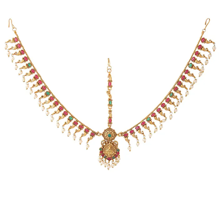 Yellow Chimes Head Chain For Women Gold Toned Multicolor Temple Bridal Traditional Mathapatti For Women and Girls Yellow Chimes Necklaces Yellow Chimes Head Chain For Women Gold Toned Multicolor Temple Bridal Traditional Mathapatti For Women and Girls Yellow Chimes Necklaces