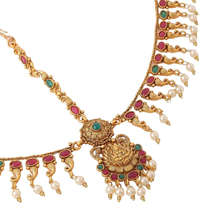 Yellow Chimes Head Chain For Women Gold Toned Multicolor Temple Bridal Traditional Mathapatti For Women and Girls Yellow Chimes Necklaces