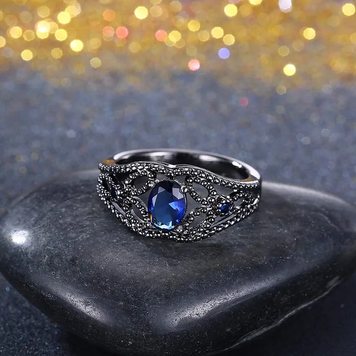 Yellow Chimes Hollow Out Carfted Blue Grey Ring for Women Girls Yellow Chimes Earrings