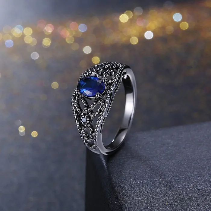 Yellow Chimes Hollow Out Carfted Blue Grey Ring for Women Girls Yellow Chimes Earrings