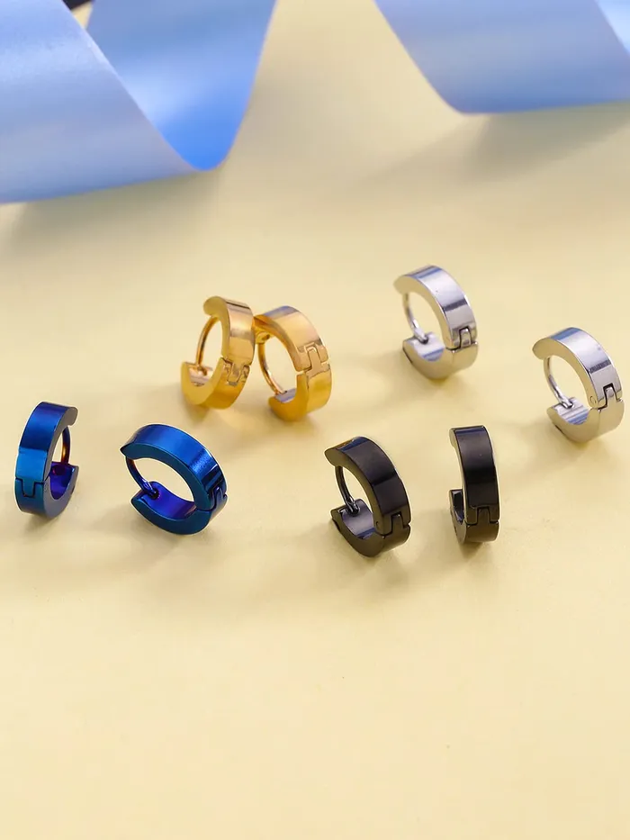 Yellow Chimes Hoop Earrings for Men Combo of 4 Pairs Stainless Steel Multicolor Huggie Hoops Earrings for Men and Women Yellow Chimes Rings