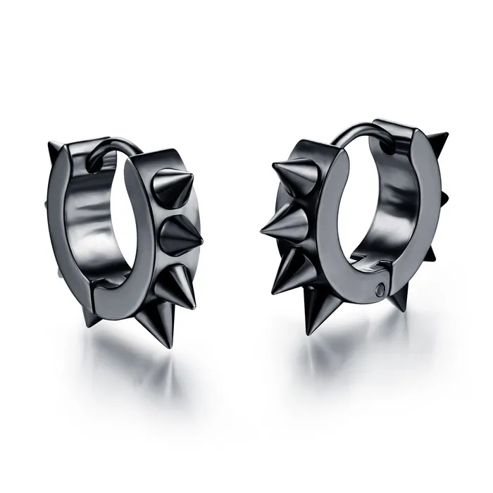 Yellow Chimes Hoop Earrings for Men Stainless Steel Black Spike Hoop Earrings for Men and Boys Yellow Chimes Necklaces