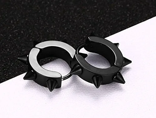 Yellow Chimes Hoop Earrings for Men Stainless Steel Black Spike Hoop Earrings for Men and Boys Yellow Chimes Necklaces