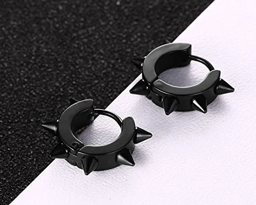Yellow Chimes Hoop Earrings for Men Stainless Steel Black Spike Hoop Earrings for Men and Boys Yellow Chimes Necklaces