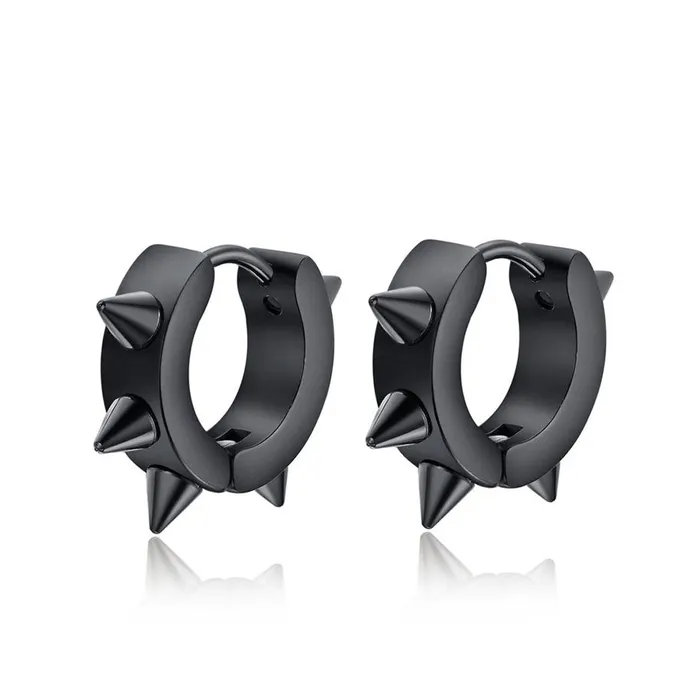 Yellow Chimes Hoop Earrings for Men Stainless Steel Black Spike Hoop Earrings for Men and Boys Yellow Chimes Necklaces