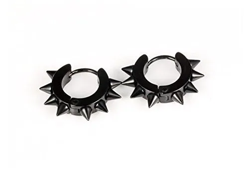 Yellow Chimes Hoop Earrings for Men Stainless Steel Black Spike Hoop Earrings for Men and Boys Yellow Chimes Necklaces