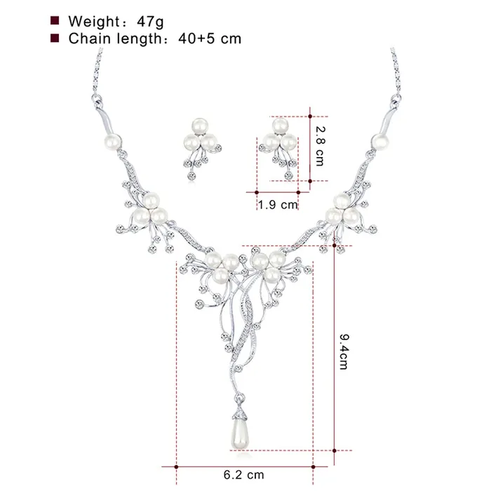 Yellow Chimes Jewellery Set for Women and Girls Fashion White Pearl Necklace Set for Women Silver Toned CZ Pearl Necklace Set Birthday Gift for girls and women Anniversary Gift for Wife Yellow Chimes Earrings