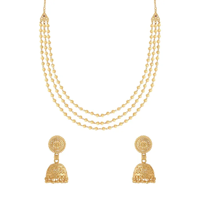 Yellow Chimes Jewellery Set for Women and Girls Gold Necklace Set for Women Gold Toned Beads Designed Necklace Set Birthday Gift for girls and women Anniversary Gift for Wife Yellow Chimes Necklaces