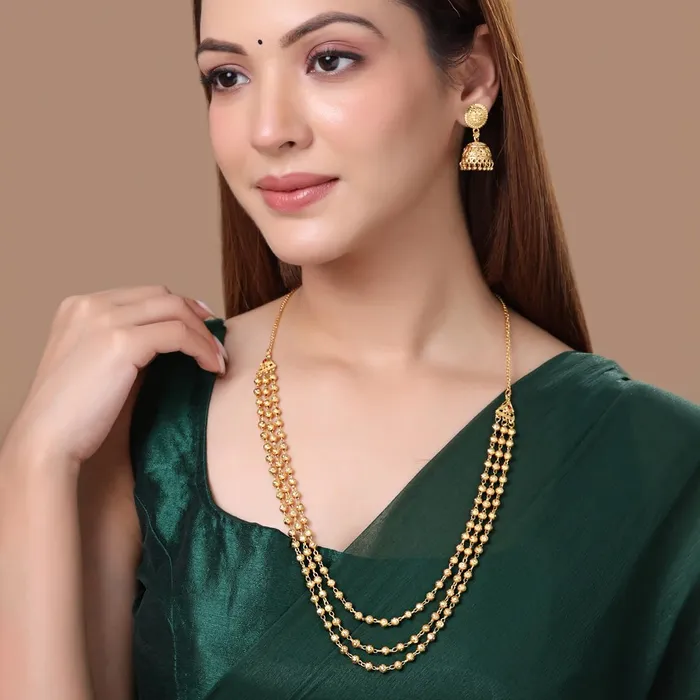 Yellow Chimes Jewellery Set for Women and Girls Gold Necklace Set for Women Gold Toned Beads Designed Necklace Set Birthday Gift for girls and women Anniversary Gift for Wife Yellow Chimes Necklaces