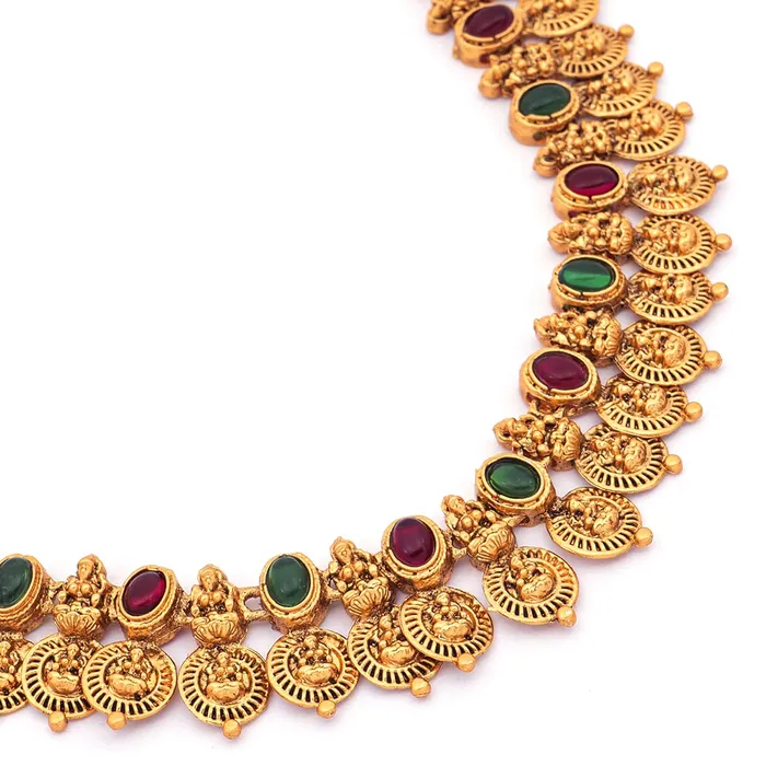 Yellow Chimes Jewellery Set for Women and Girls Temple Jewellery Set for Women Gold Plated Coin Designed Choker Necklace Set Birthday Gift for girls and women Anniversary Gift for Wife Yellow Chimes Earrings