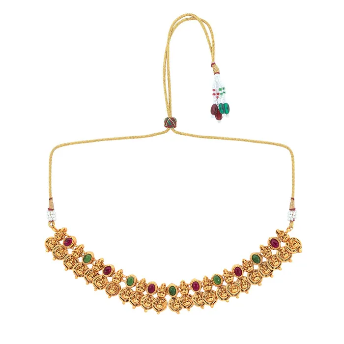 Yellow Chimes Jewellery Set for Women and Girls Temple Jewellery Set for Women Gold Plated Coin Designed Choker Necklace Set Birthday Gift for girls and women Anniversary Gift for Wife Yellow Chimes Earrings