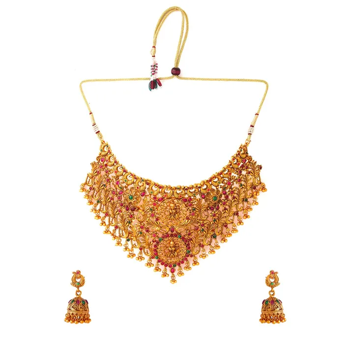 Yellow Chimes Jewellery Set for Women and Girls Temple Jewellery Set for Women Gold Plated Traditional Choker Necklace Set Birthday Gift for girls and women Anniversary Gift for Wife Yellow Chimes Necklaces
