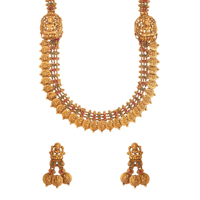 Yellow Chimes Jewellery Set for Women and Girls Temple Jewellery Set Gold Plated Coin Designed Temple Jewellery Set Birthday Gift for girls and women Anniversary Gift for Wife Yellow Chimes Earrings Yellow Chimes Jewellery Set for Women and Girls Temple Jewellery Set Gold Plated Coin Designed Temple Jewellery Set Birthday Gift for girls and women Anniversary Gift for Wife Yellow Chimes Earrings